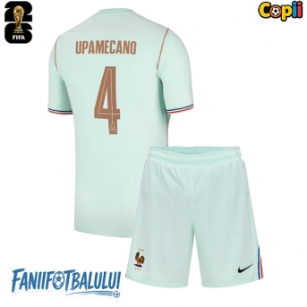 Franța Dayot Upamecano #4 Echipament de Fotbal Replică Mondial 2026 Copii Deplasare (+ Șorturi)
